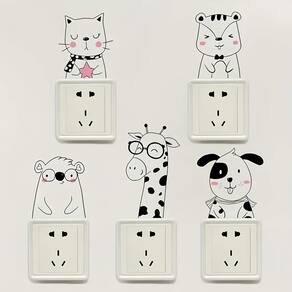 Kit C/05 Adesivos Para Interruptor Animais