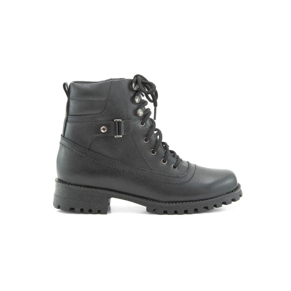 Coturno Feminino Bota Tratorada Couro Cano Curto Cadarço
