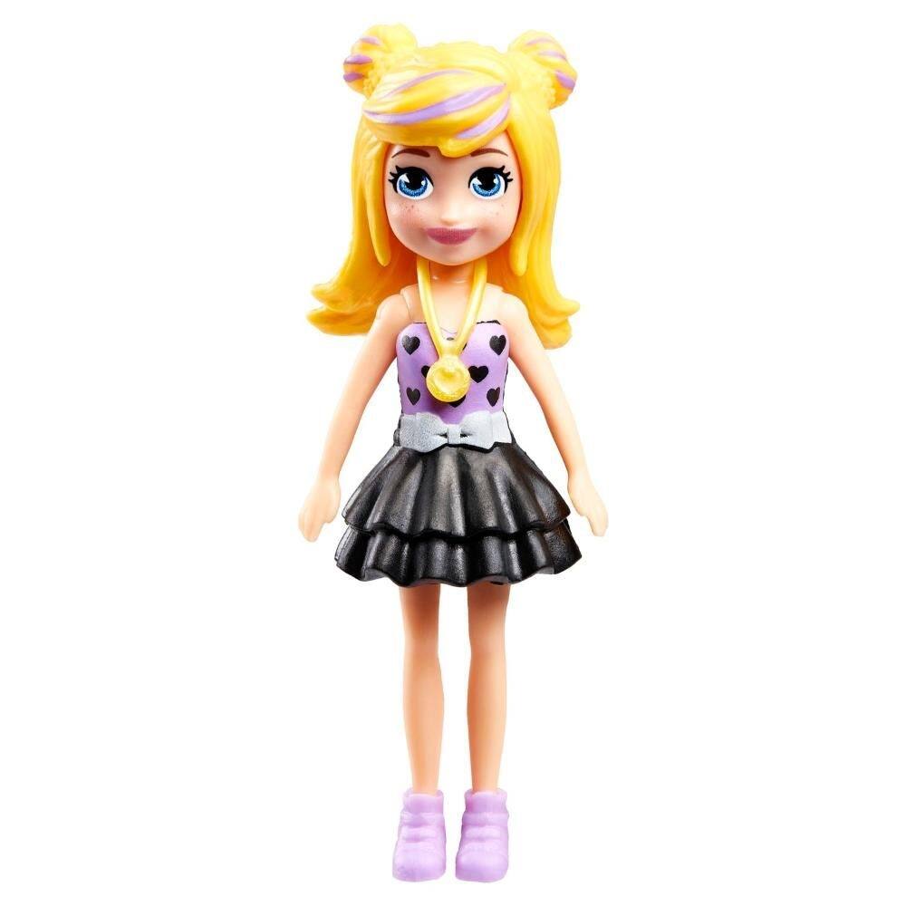 Boneca e acessorios polly pocket polly happy hour loira com saia listrada  mattel | Casas Bahia