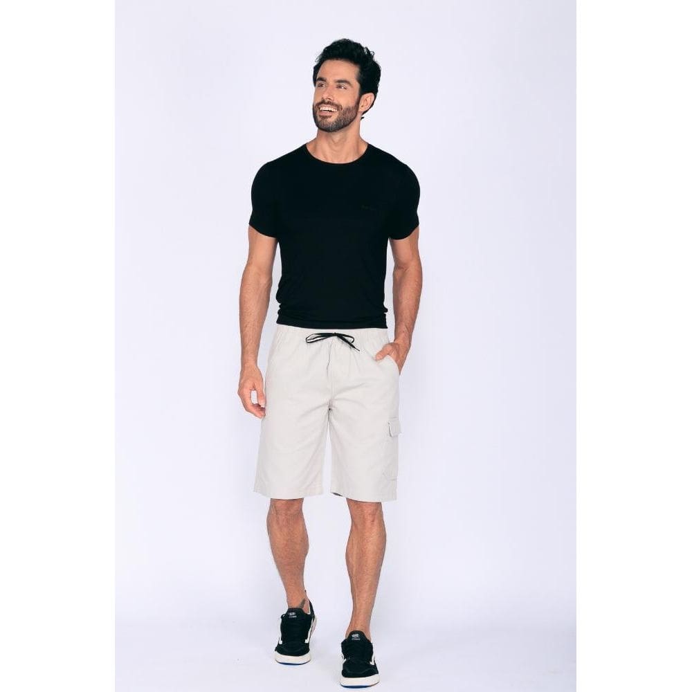 Bermuda Macaw 7811 Bege Elástico Sarja [F075]