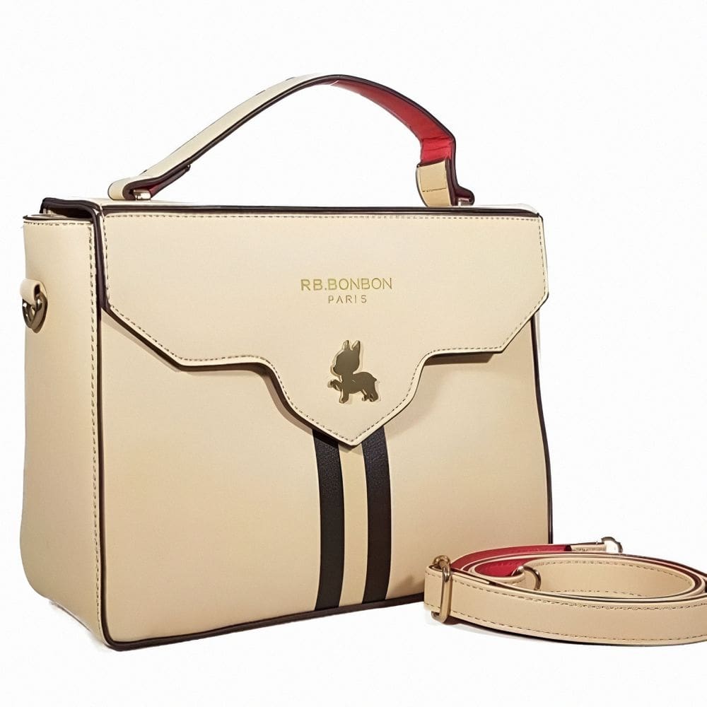 Bolsa tranversal maleta cor creme 