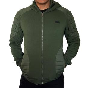 Jaqueta de Moletom Flanelado Verde Com Capuz e Zíper Zune