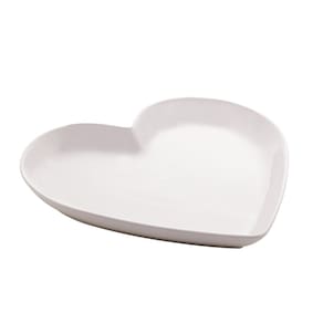Porta Anéis de Cerâmica Heart Branco 14,5cm x 13,5cm x 2,3cm - Lyor