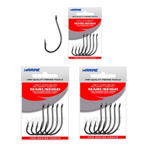 Kit Anzol Marine Sports Super Maruseigo Black Reforçardo Nº 24 3 Cartelas 45un