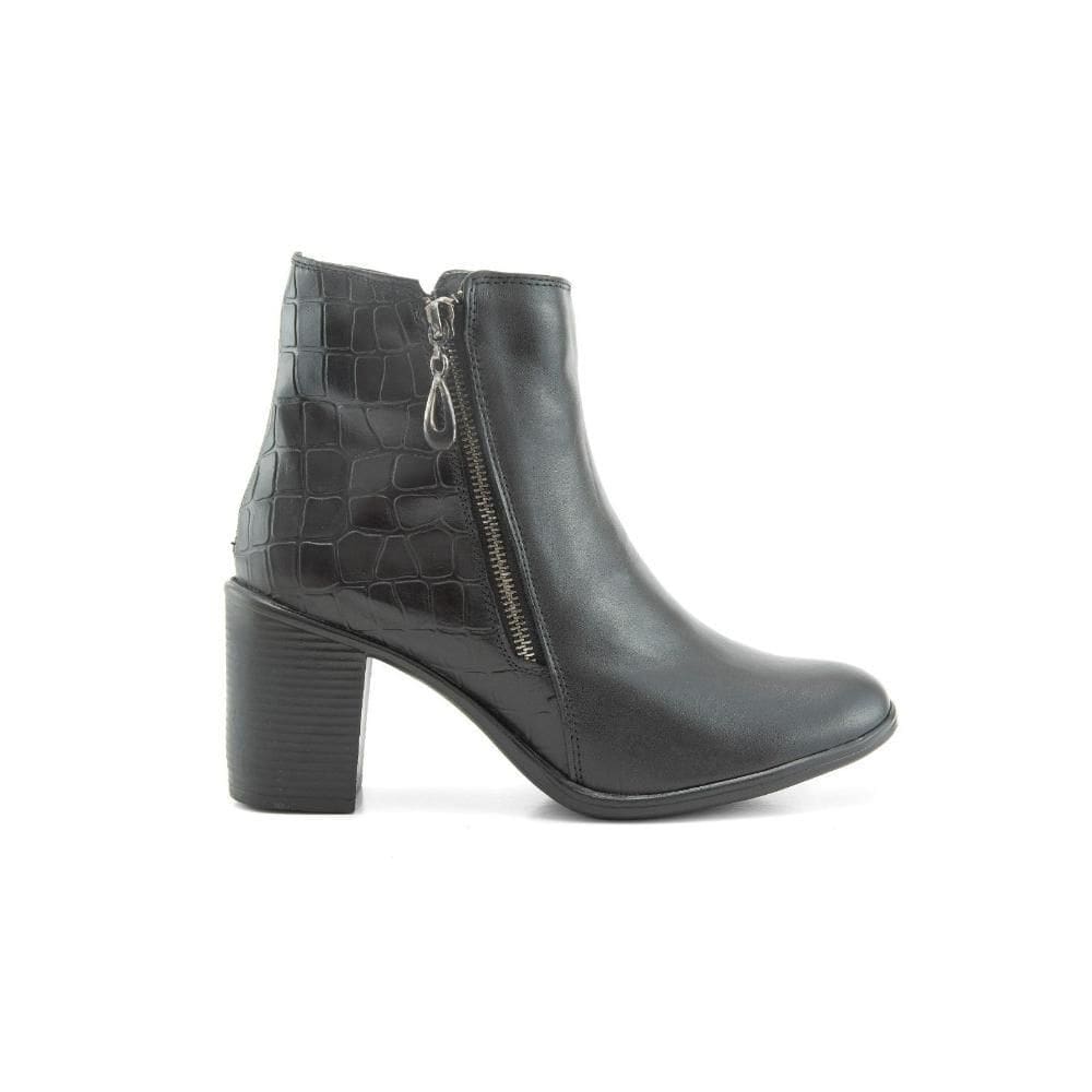 Bota Feminina Cano Curto Couro Salto Grosso Zíper