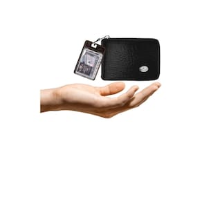 Kit Carteira Media Mitty Couro Refil Mitty M1Z S4 Preto