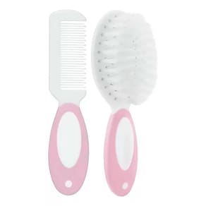 Kit Escova e Pente Cerdas Macias Rosa 12643 - Buba