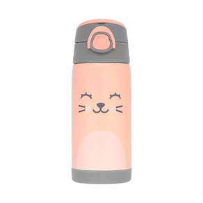 Garrafinha Térmica Parede Dupla com Canudo de Silicone Gumy Bege 400ml 18062 - Buba