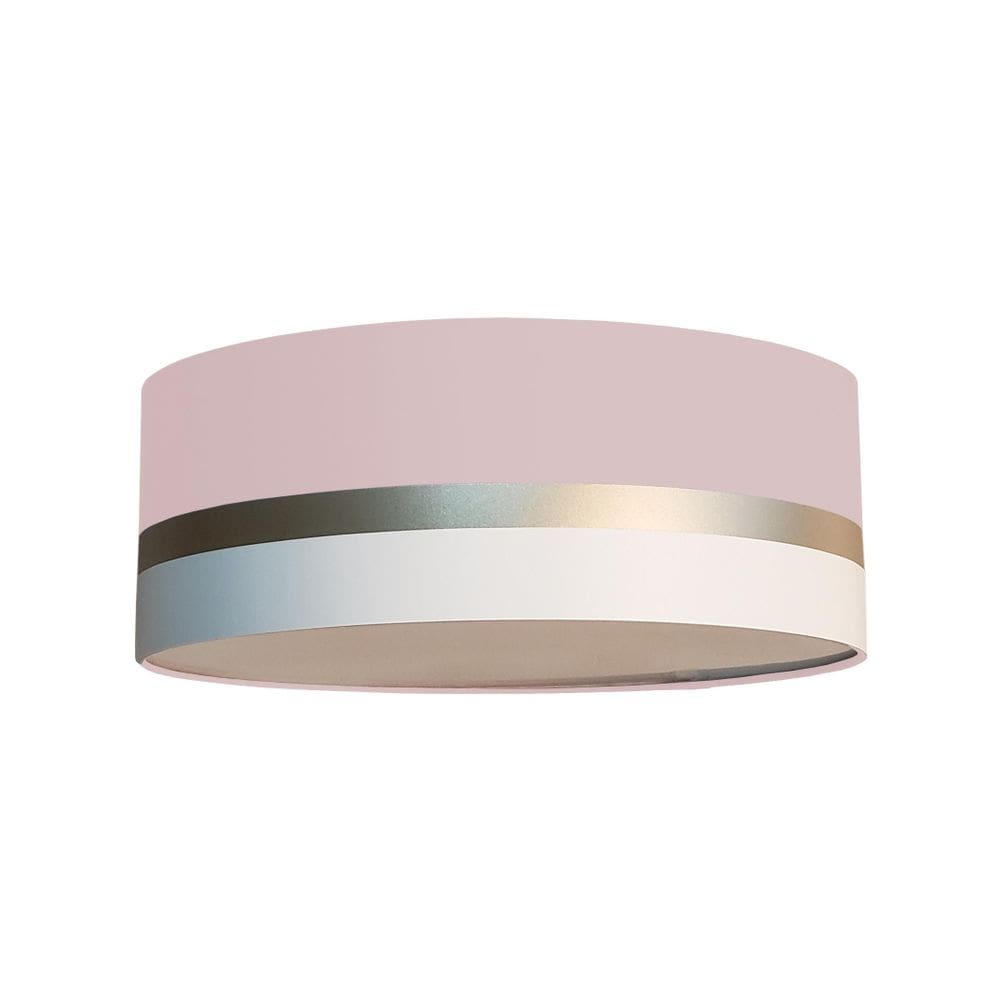 Luminária Plafon Faixas Bronze Cúpula Rosa 50X15