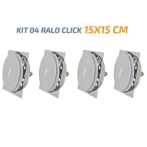 Kit 04 Ralo Click Quadrado 15X15 Inox Veda Cheiro E Insetos