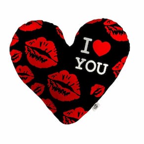 Almofada Coração Pelúcia I Love You Kisses Black Namorados Tamanho:P