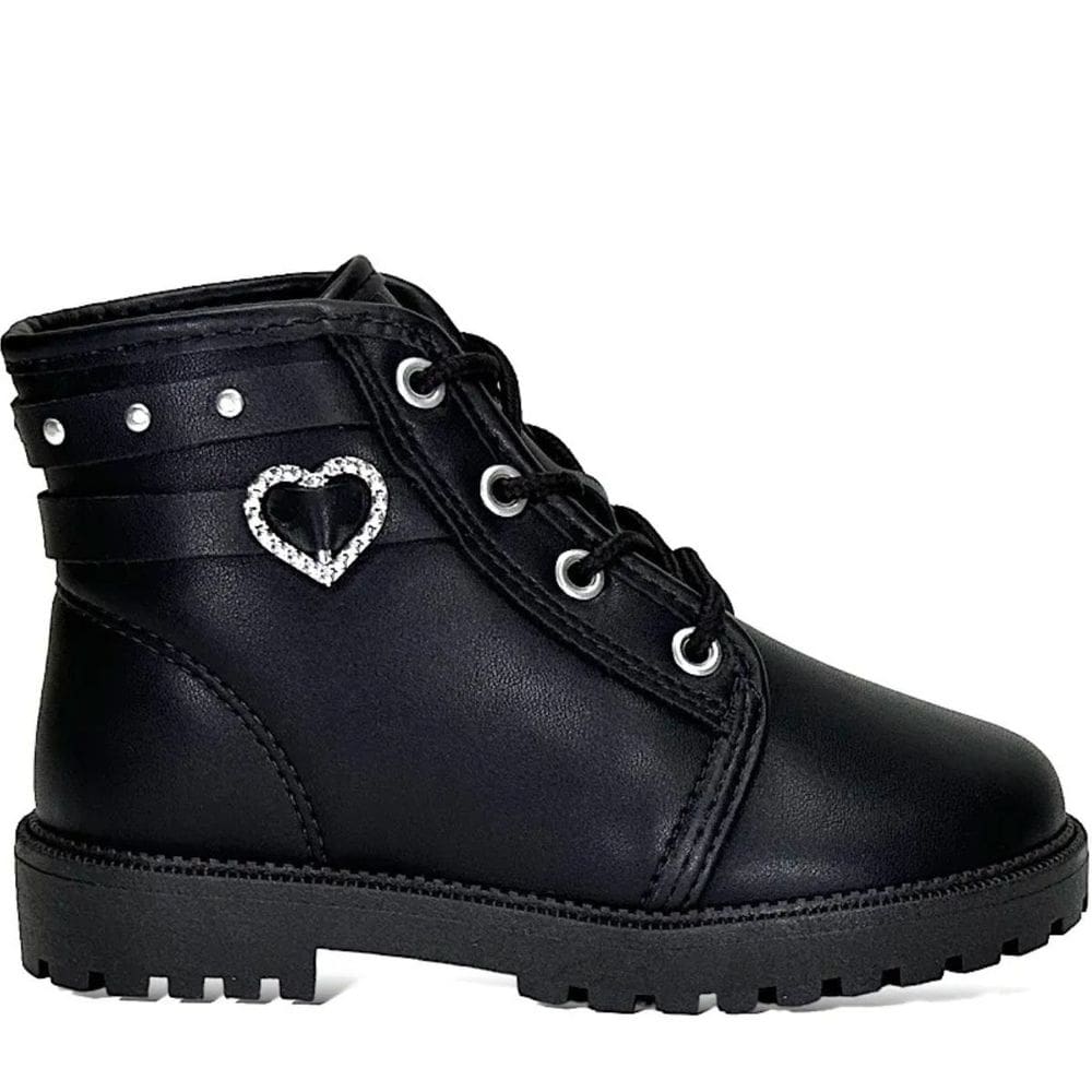Bota Coturno Infantil Menina Salto Baixo Tratorado com Apliques Metalizados Molekinha 2126.526