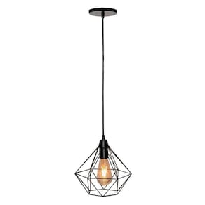 Luminária Diamante Casa Quarto Pendente Aramado Preto