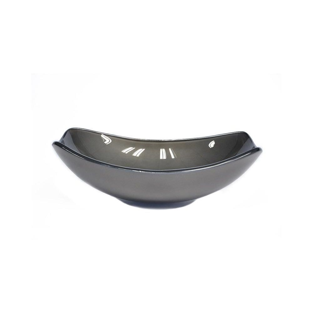 Cuba De Vidro Oval Chanfrada 46Cm Grafite