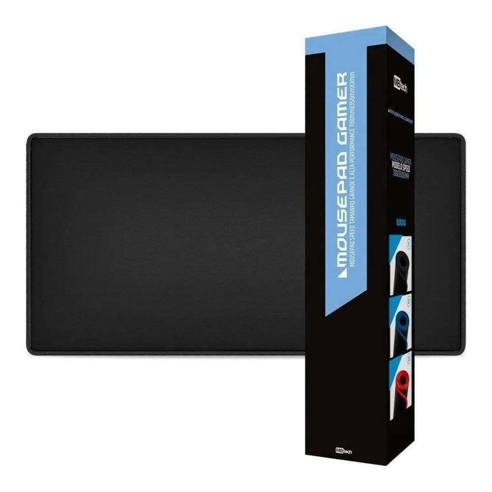 Mouse Pad Gigante 70X35Cm Preto Speed Com Borda Costurada
