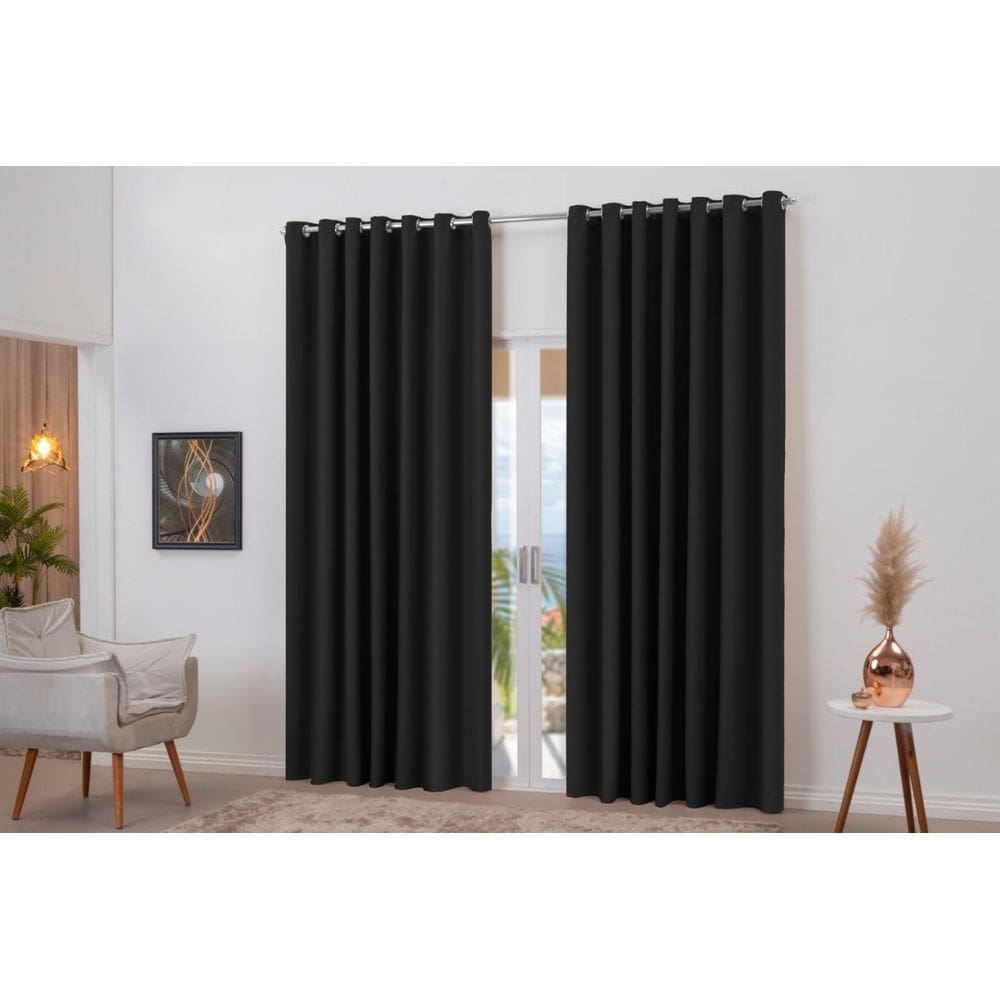 Cortina blackout preta franzida 3m x 2,80m decoração luxo