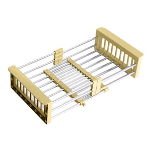 Cesto Escorredor Inox Cuba Ajustável Pia Extensível Dourado