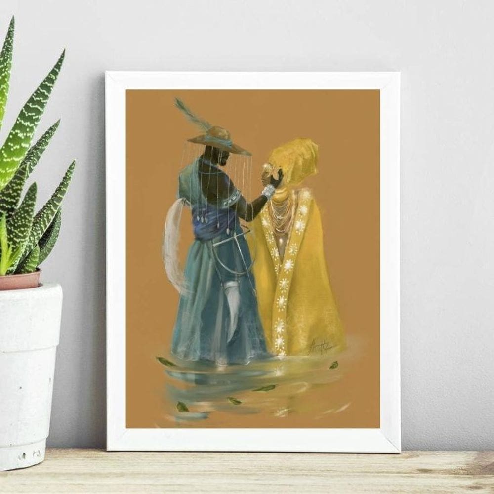 Quadro Candomblé Oxum E Logun 45X34Cm