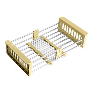 Cesto Escorredor Inox Cuba Ajustável Pia Extensível Dourado