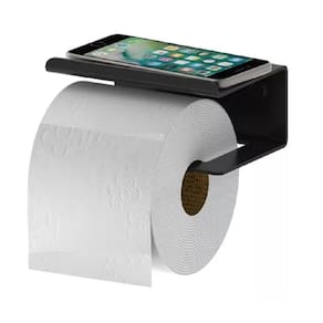 Suporte Para Papel Higienico E Porta Objetos Preto Fosco