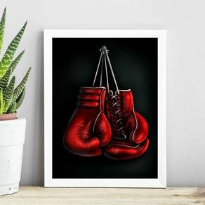 Quadro Luva De Boxe Vermelha 45X34Cm - Com Vidro