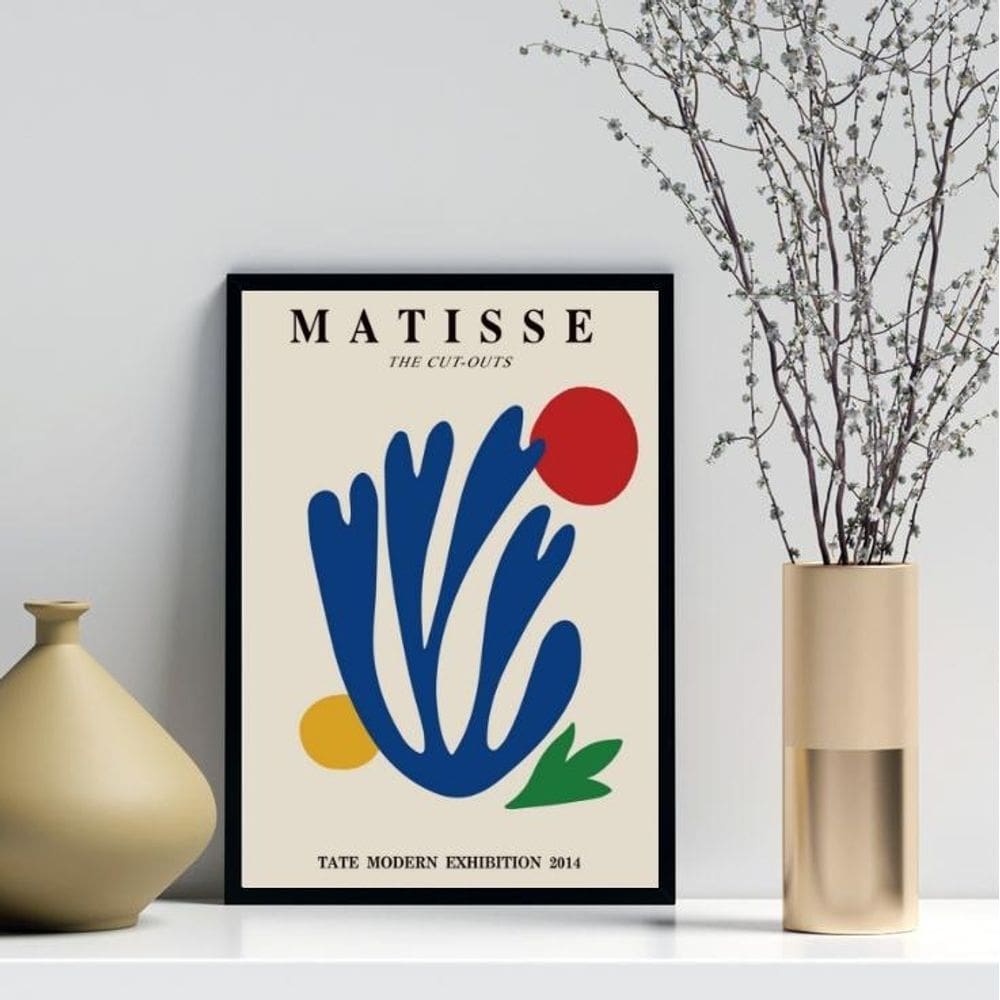 Quadro Arte Abstrata Matisse - Colorida 24X18Cm - Com Vidro