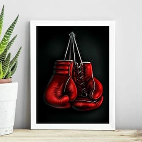Quadro Luva De Boxe Vermelha 33X24Cm - Com Vidro