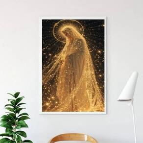 Quadro Nossa Senhora Manto De Luz Dourado 24X18Cm - Vidro