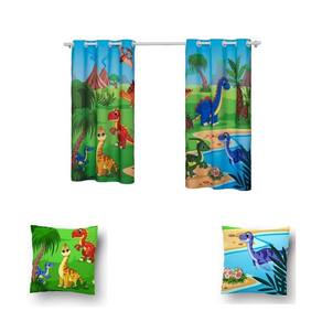 Kit De Cortina De 2 Metros + 2 Almofadas Infantis Kids