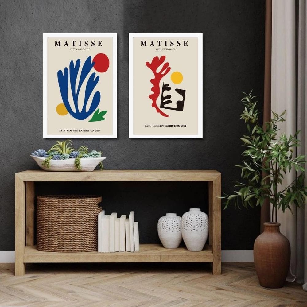Kit 2 Quadros Henri Matisse Papiers Decouprs 24X18Cm - Vidro