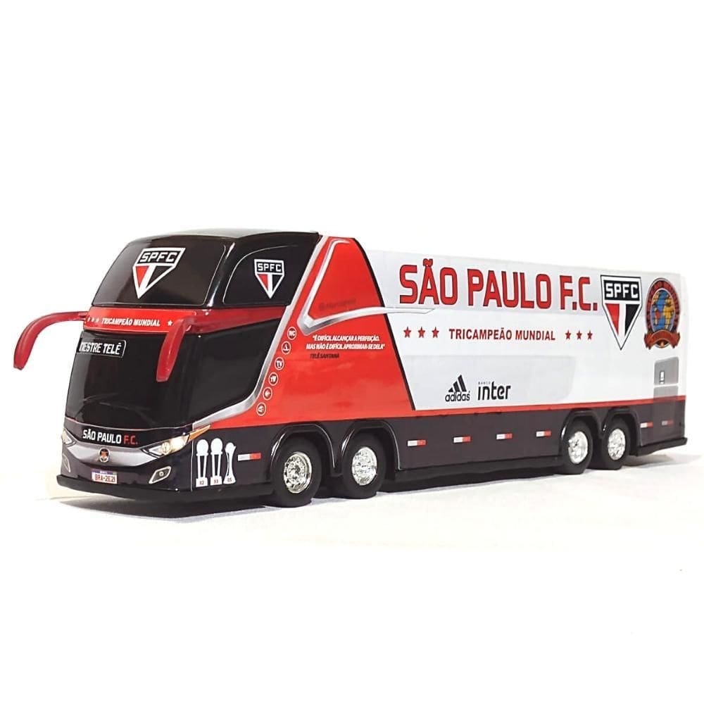 Brinquedo miniatura ônibus time são paulo campeão paulista