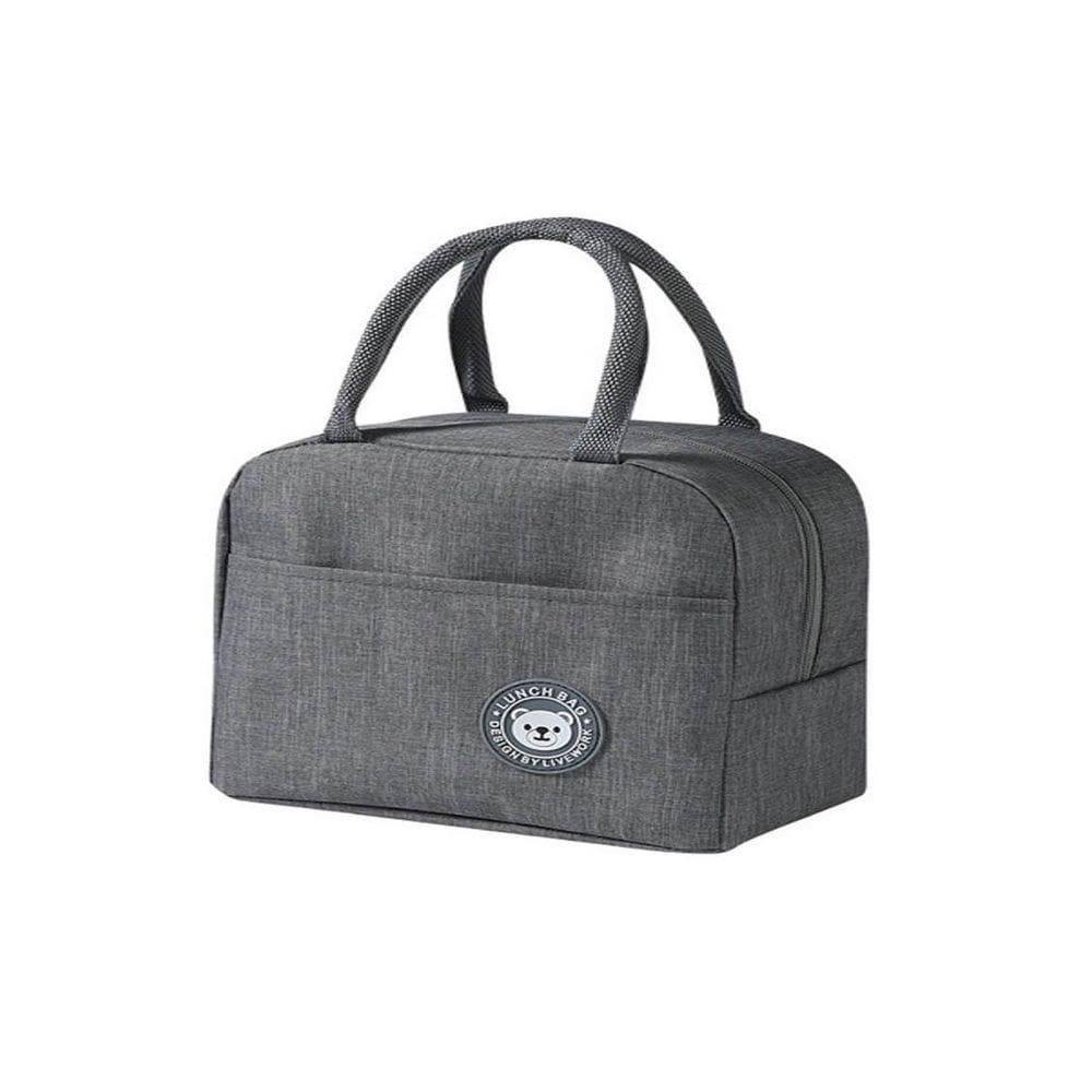 Bolsa sacola térmica lancheira marmita academia cinza