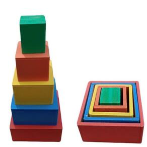 Brinquedo educativo em madeira cubo encaixe / empilhar