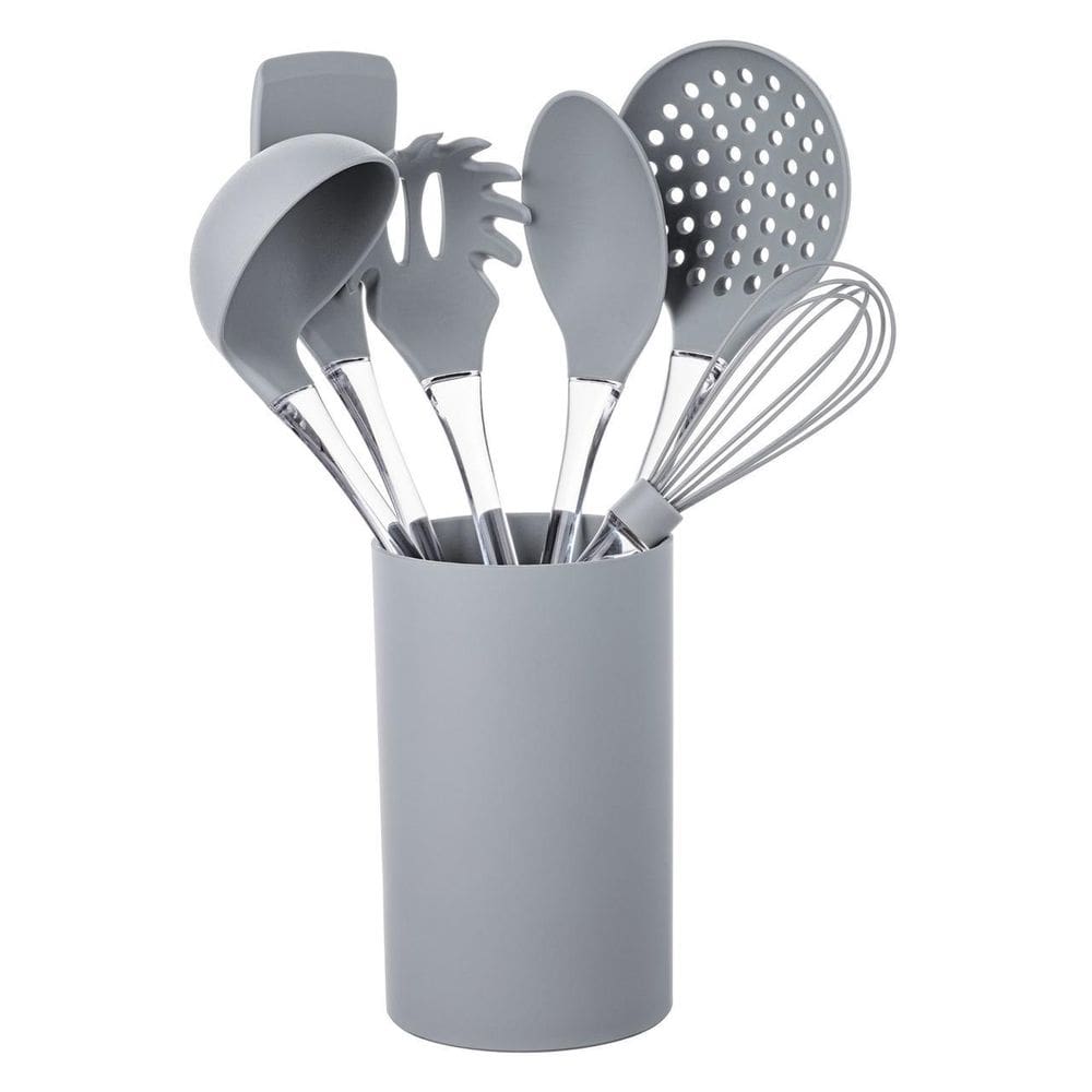 Gadgets Utensilios Silicone Cabo Acrilico 7 Peças Cinza