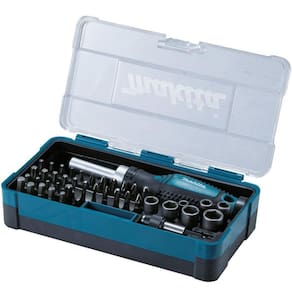 Jogo bits, soquetes chave catraca e estojo 47 peças makita