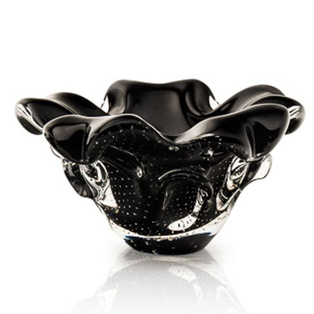 Centro De Mesa Em Cristal Murano Preto  São Marcos