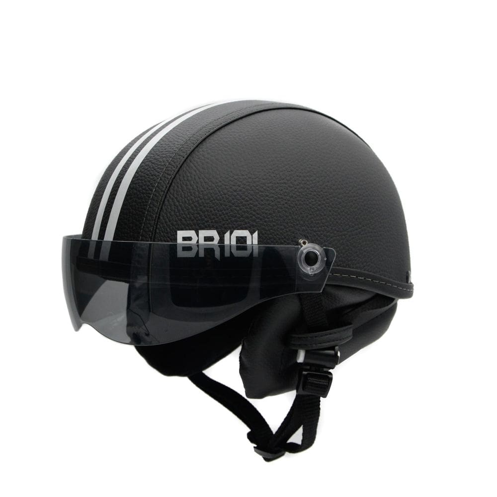 Capacete coquinho br 101 preto fume m - scooter/bike