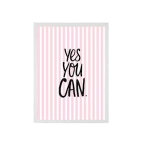 Quadro Decorativo Frase Yes You Can 45X34 C/Vidro - Branca