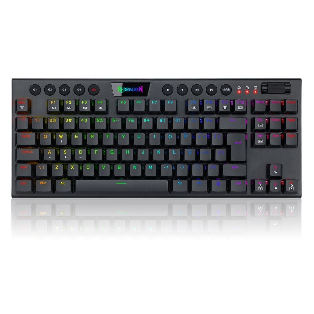 Teclado Mecânico Gamer Redragon Horus TLK RGB Switch Marrom USB Preto - K622-RGB