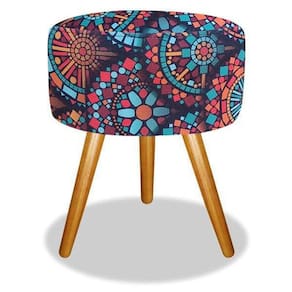 Puff para sala e hall de entrada redondo mandala 50 cm