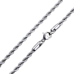 Corrente cordão masculino 3mm baiano aço inox trançado