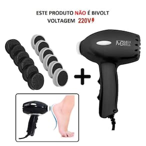 Pedicuro lixa elétrica esfoliador + 12 lixas - preto 220v