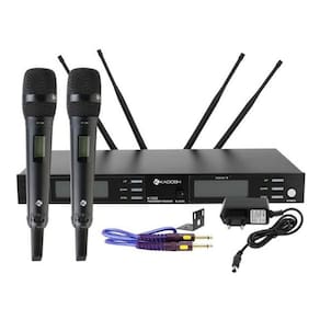 Microfone sem fio de mao duplo profissional display k1202m