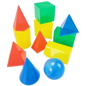Sólidos geométricos em plástico pedagógico aluno 11 peças