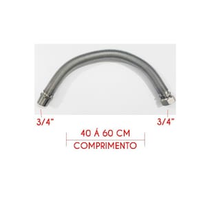 Flexível Aço Inox 3/4" MxF 400 a 600 Mm Alta Vazão - FIA3440MF