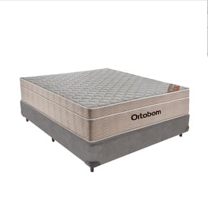 Cama Box Molas Ensacadas Cinza Casal Colchão Airtech Ortobom