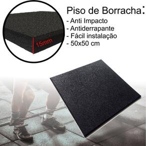 Piso academia emborrachado preto anti impacto 50x50 cm