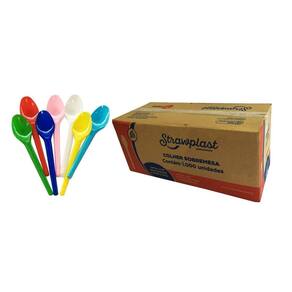 Colher desc. sobremesa colorido granel strawplast c/1000
