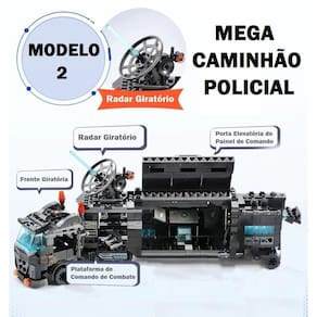820 peças blocos montar polícia swat mega caminhão + mega