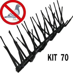 Kit 70 espículas inibe aves policarbonato preto
